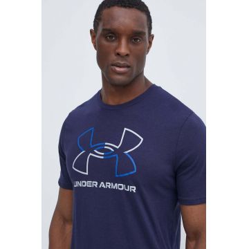 Under Armour tricou barbati, culoarea albastru marin, modelator