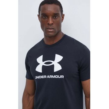 Under Armour tricou barbati, culoarea negru, cu imprimeu