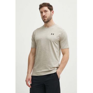 Under Armour tricou de antrenament Tech Vent culoarea bej, melanj