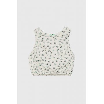 United Colors of Benetton top din bumbac pentru copii culoarea bej