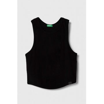 United Colors of Benetton top din bumbac pentru copii culoarea negru