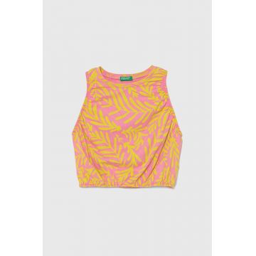 United Colors of Benetton top din bumbac pentru copii culoarea roz