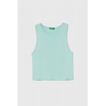 United Colors of Benetton top din bumbac pentru copii culoarea turcoaz