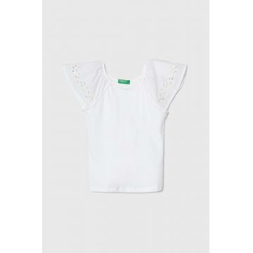 United Colors of Benetton tricou copii culoarea alb