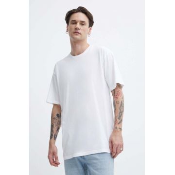 Vans tricou din bumbac 3-pack barbati, culoarea alb, neted