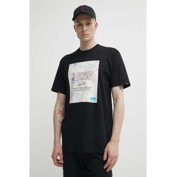 Vans tricou din bumbac barbati, culoarea negru, cu imprimeu