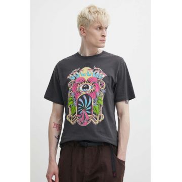 Volcom tricou din bumbac barbati, culoarea gri, cu imprimeu